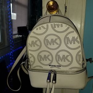 Michael Kors bookbag purse 14"" inch off white color with tan interior
